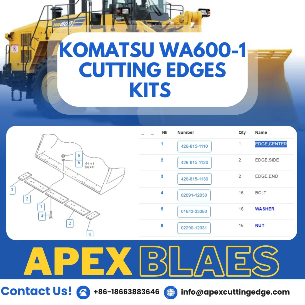 komatsu wa600 cutting edges kits 426 815 1110 426 815 1120 426 815 1130