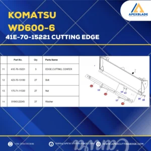 Komatsu Dozer WD600-6 Cutting Edge 41E-70-15221